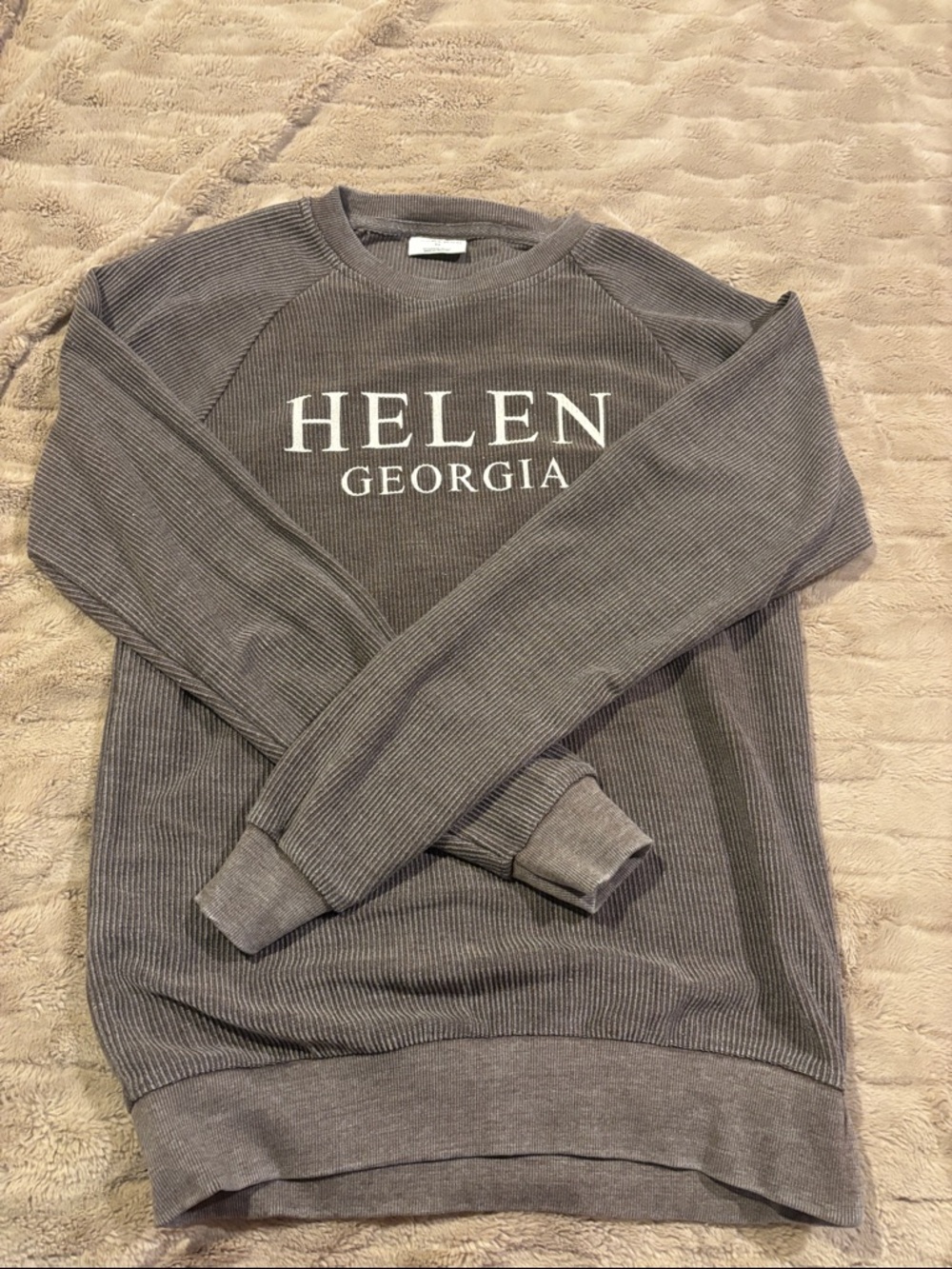 Gray Ribbed Crew Sweatshirt